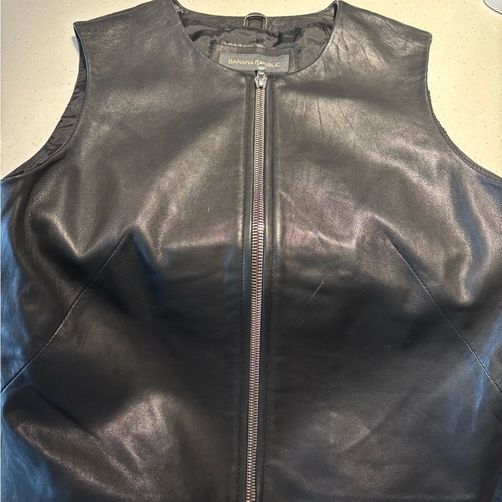 Banana Republic Midnight Black Leather Vest